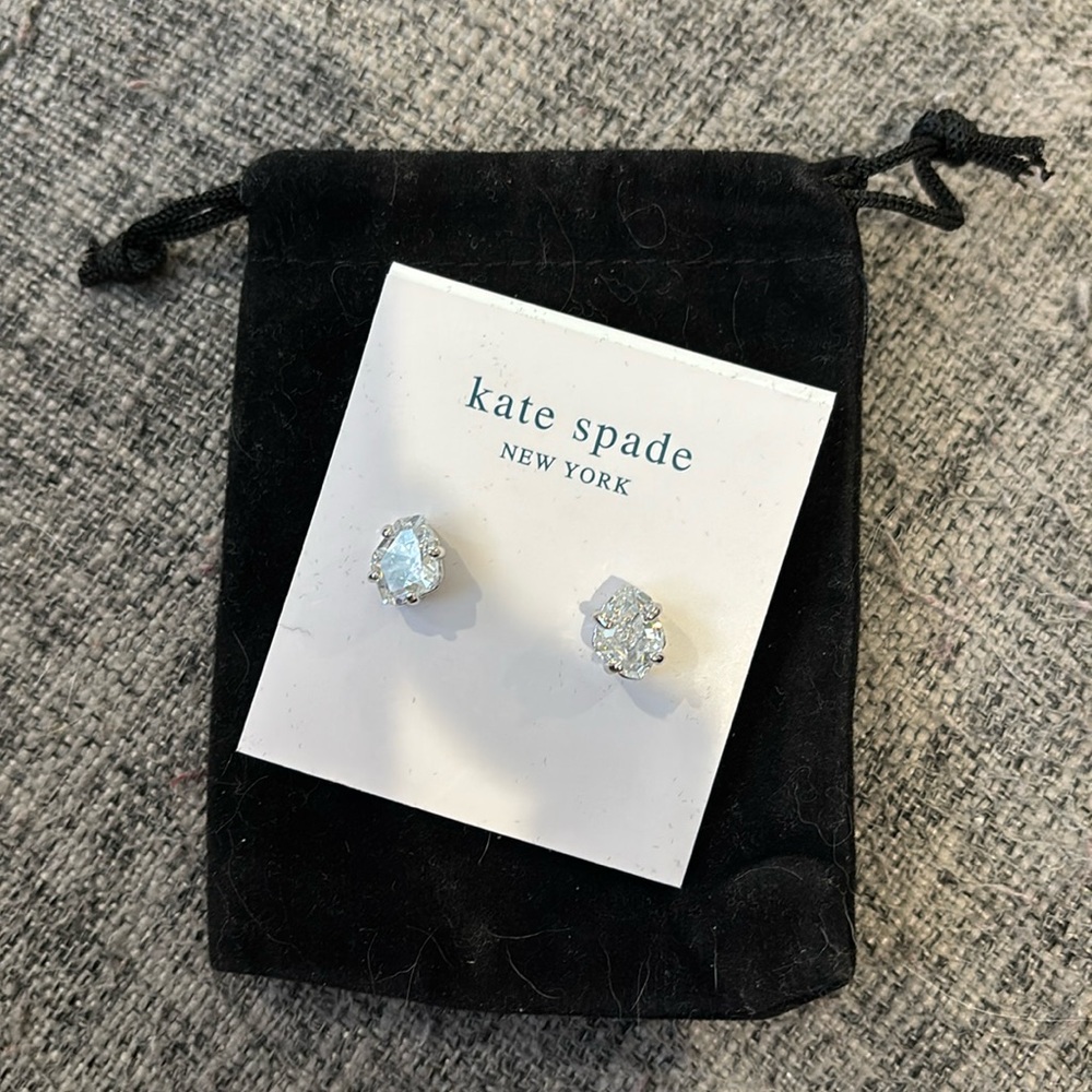 Kate Spade NWT Treasure Trove silver and crystal pierced earrings